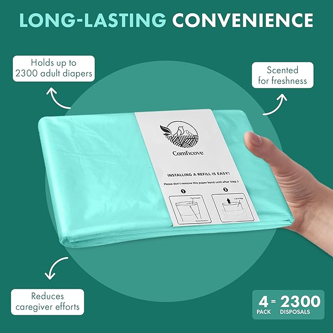 4 Pack Adult Diaper Liner Refills, Compatible with Janibell Akord 330 Model, Adult Diaper System to Eliminate Waste, Odor Resistant by Comficove