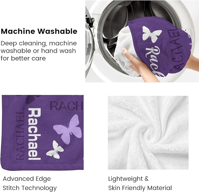 Personalized Throw Blanket with Name Custom Blankets Customized Baby Blanket for Girls Kids Adult Birthday Gift