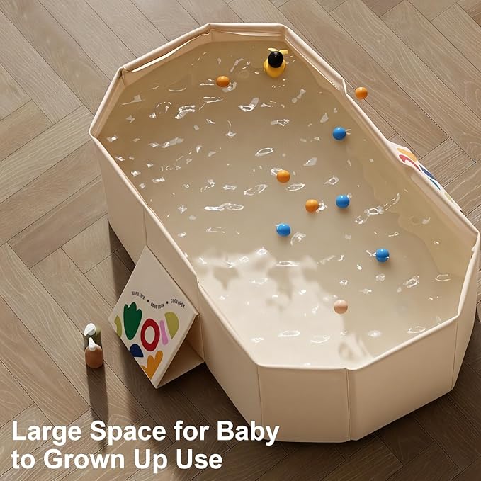 Baby Foldable Bathtub, Baby Bath Tube with Non-Slip Base Portable Baby Tube for Newborn to Toddler
