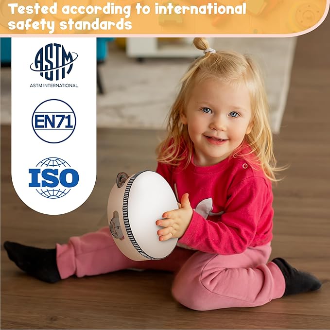 Stoie's Wooden Kids Musical Instruments for 3-9 Years Old, with Drum, Hand Bells, Flute, Maracas, Castanet, Tamburine, for Babies and Toddlers, Durable, Safe, Montessori Educational Toy, Storage Bag