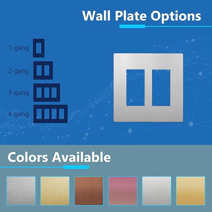 LIDER Double Decorator Metal Wall Plate, Temperature and Impact Resistant, 201 Stainless Steel, Screwless Cover, Modern Upgrade, Mid-Size 2-Gang 4.88” x 4.92”, Polished Chrome, LSMWP-32M-PC
