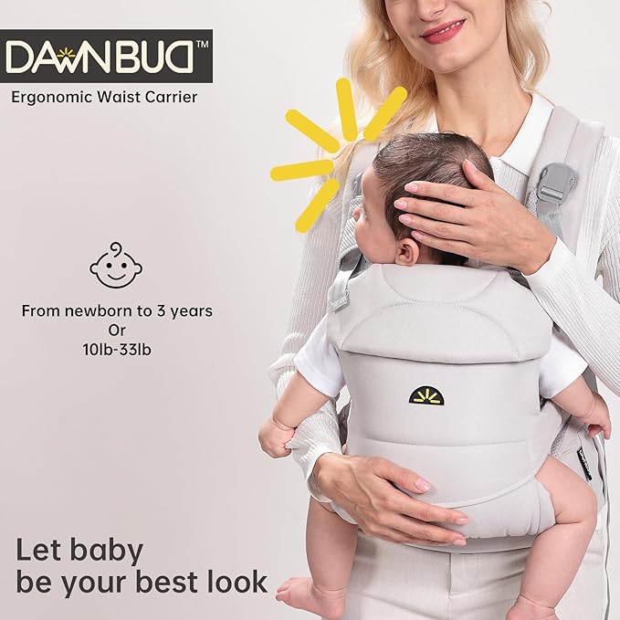 Baby Carrier for Newborns to Toddlers, Adjustable, Ultra-Soft and Weightless, Ergonomic Baby Carrier with Head Support, Baby Travel Gear, Baby Essentials (Grey)