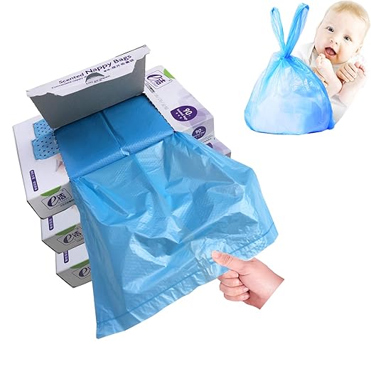 Diaper Disposal Bags for Baby,On The Go,Fresh Light Baby Powder Faint Scented,Easy Tie Handles, Diaper Bags Disposable for Diaper Sacks Poop Pet Trash Bags Or Dirty Costumes, 270 Bags, Blue