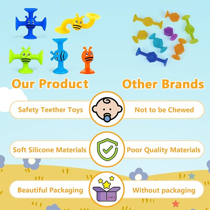 Suction Cup Toy for Baby Age 3, Suction Toys 40PCS Kids Bath Toys Ages 4-8, Toddler Window Shower Bathtub Building Toys, Montessori Sensory Stress Release Gifts for 6-8 Years Old Boys Girls