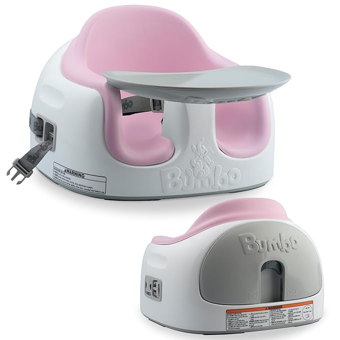 Bumbo 3-in-1 Multi-Seat for 6 to 36 Months, Travel Baby Feeding & Play Floor Seat, All-in-One Portable Booster with Tray & Toddler High Chair, Cradle Pink