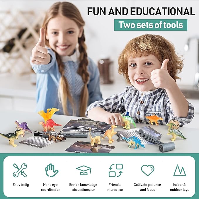 Jumbo Dino Egg Dig Kit, Dinosaur Toys for Kids 5-7 8-12 with 12 Dinosaurs, Dinosaur Toys for 5 6 7 8 Year Old Boy Birthday Gift, Dinosaur Eggs Excavation Gifts for 5 6 7 Year Old Boy Girl