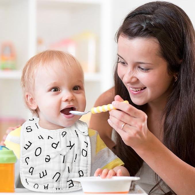 Zainpe 6Pcs Snap Muslin Cotton Baby Bibs Summer Ice Cream Pattern Infants Drool Bib Soft Absorbent Adjustable Burp Cloths Feeding Cloth for Newborns Girls Boys Toddlers Teething Eating 0 to 36 Months