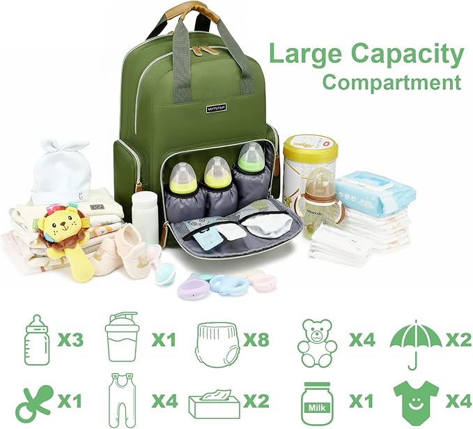 Diaper Bag Backpack with Changing Station, Baby Diaper Bag Organizer for Moms Dads Large Baby Changing Bags