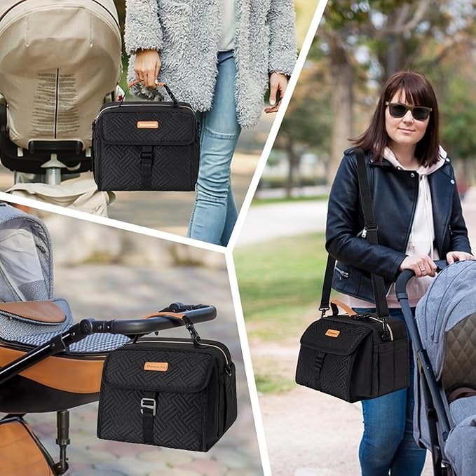 Breast Milk Cooler Bag with Ice Pack Fits 6 Bottles Milk Up to 9 Ounce, Breast Pump Cooler Bag for Nursing Mom Daycare, Work&Travel, Black