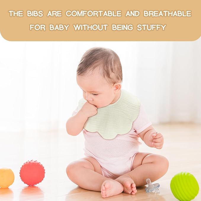 Baby Bibs Muslin Bibs 8 Pack for Drooling and Teething for Unisex Girls Boys