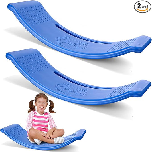 2 Pack Balance Board for Kids Teeter Totter Plastic Wobble Balance Board Indoor Toddler Toys for Toddler Exercise Motor Skills, Gaming, Outdoor and Indoor, Blue