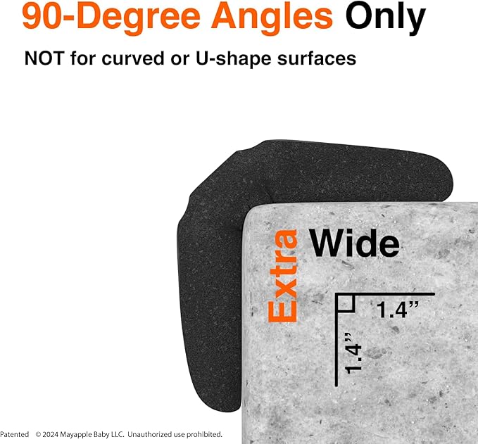 Roving Cove PreFit (Broad) Fireplace Edge Corner Protector (Extra Wide 9ft Edge 2 Corners), Baby Proofing Bumper Guards, Onyx Black, Pre-Taped, for Straight Surfaces - New & Improved