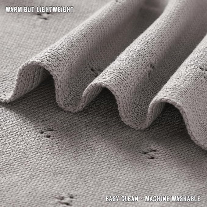 Organic Pointelle Baby Blanket + Hat Gift Set for Boys & Girls - 100% Soft Luxury Cotton Swaddle Blanket + Bonnett Registry for Newborns & Infants (Dove Grey + Hat)