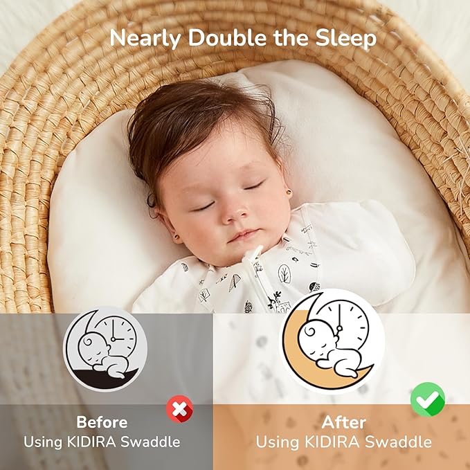 KIDIRA Swaddle for Newborns, Baby Swaddles 0-3 Months 5-13lb, Arms Up Swaddle 0-3 Months Newborn with Moisture-Wicking Fabric, Promotes Healthy Hip Development, 2-Way Zipper, 1Pack (Munchkin Forest)