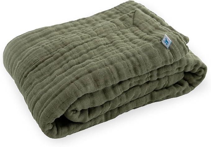 Little Unicorn Newborn Receiving Quilt | Ultra- Soft, Multi-Layered Muslin Fabric | Gift for Newborns & on-The-go (Fern)