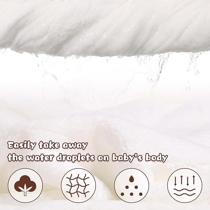 Hooded Towels for Kids,Toddler Bath Towel with Hood Age 0-5,2 Pcs Baby Bath Towels,Hooded Towels for Toddlers with 1-3 Large Size 50 * 32 Inch, Bath Towel for Kids,White&Yellow