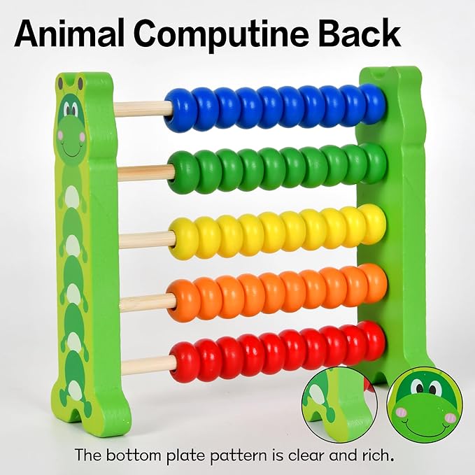 WNWLwooden Abacus Frame Learning Tool Growth Toy Beads Educational Counting Toy Abacus Math Thinking Abacus Counting Toy,for Preschool Learning, Learning Mathematics Abacus (Green Abacus)