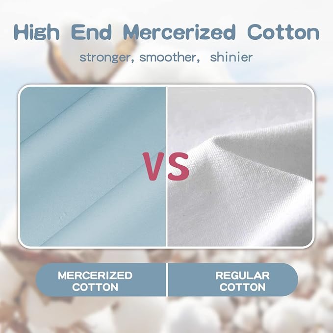 Soft Organic Cotton Toddler Pillowcases 14 X 20 Inches, Fit 13 X 18, 14 X 19 Pillows, Smooth Pearl Cotton Baby Pillowcases with Envelope Closure, Sterling Blue and Ivory, Set of 2