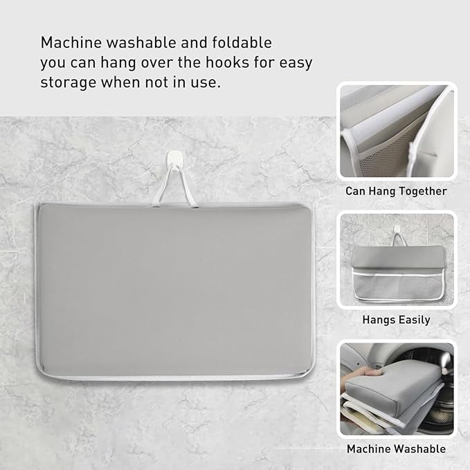 Comfortable Bath Kneeler and Elbow Rest Pad Set- Thick Non-Slip Memory Foam Bath Mat Set,Quick Dry Baby Bathtub Cushion with Storage Toy Organizer Pockets