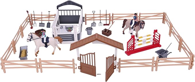 Horse Stable Playset, Pretend Play Toys Animal Toys Set for Boys and Girls 3+ Birthday Gifts