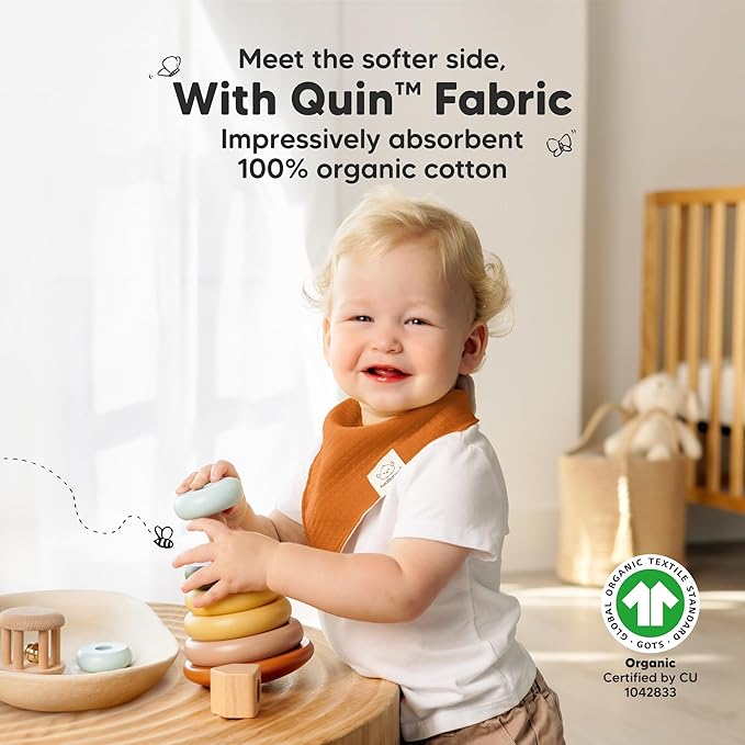 KeaBabies 8-Pack Bandana Bibs for Baby Girls, Boys - Organic Cotton Baby Bibs for Drooling & Teething Newborn, Toddler, Infant 0-36 months, Extra Soft, Absorbent Cloth with Snaps (Sahara/Quin)