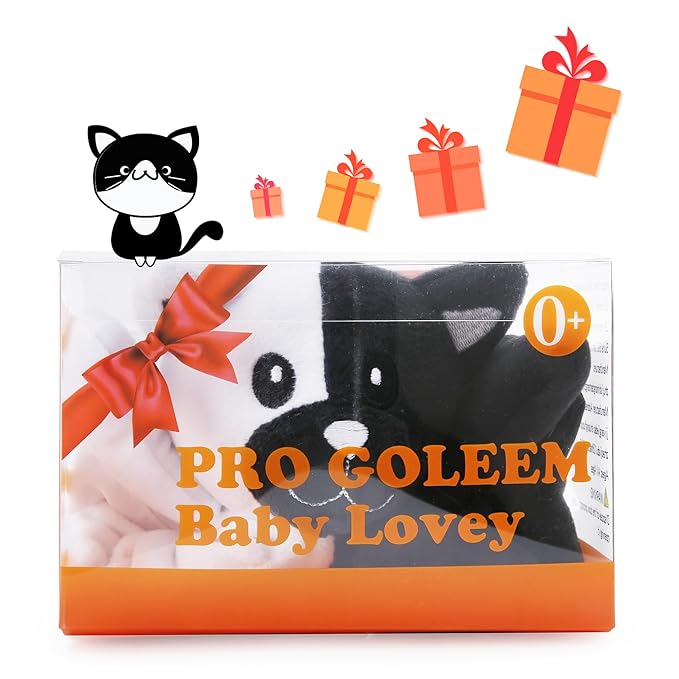 Pro Goleem Cat Loveys for Babies, Soft Security Blanket High Contrast Baby Toys for Newborn Stuffed Animals Baby Gifts for Boys and Girls, 16 Inch