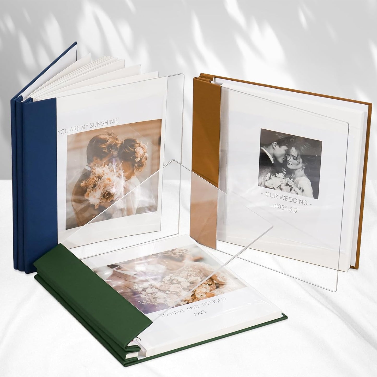 Vienrose Acrylic Cover Self Adhesive Photo Album for Small 4x6 5x7 8x10 Pictures Scrapbook Wedding Memory Book for Polariod Baby Bride Couples Kids School Family Travel 20 Sheets (40 Pages) Navy Blue