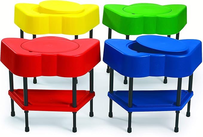 Children's Factory AFB5100PR Toddler Sensory Table with Lid, Adjustable Height Sand & Water Indoor/Outdoor Play Equipment for Kids Playroom/Homeschool/Classroom, Red