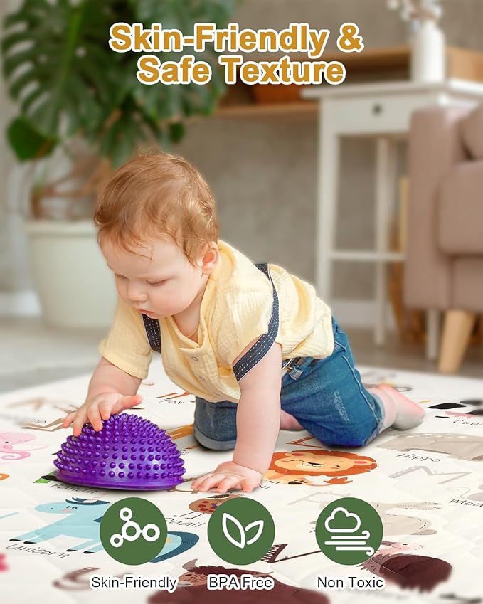 Premium Foam Baby Play Mat 59" x 59" – Removable & Machine Washable Cover, Extra Thick Padding Playpen Mat, Non-Slip Crawling Mat, Easy to Clean for Infants, Toddlers & Babies