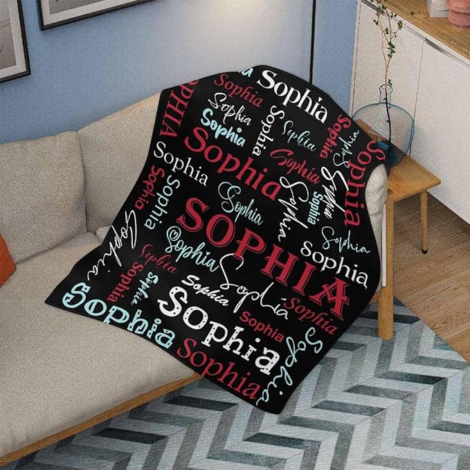 InterestPrint Personalized Baby Blankets with Name, Newborn Baby Girl Gifts Colorful Custom Baby Name Blanket Baby Gifts for Newborn Baby Shower Customized Pink Blanket for Baby Girl