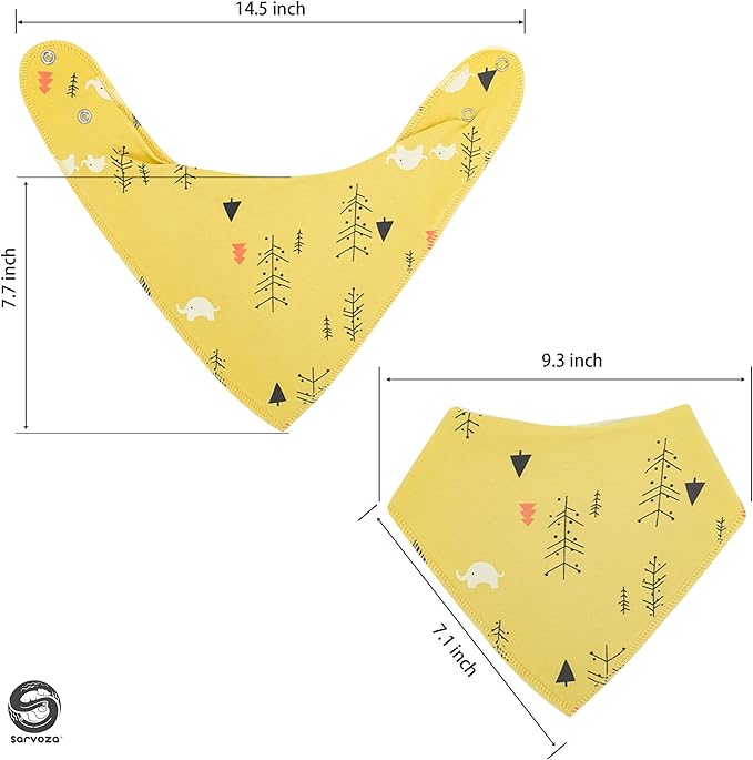 10pcs Baby Bandana Drool Bibs - Age 3 to 24 Months - Ultra Absorbent Organic Cotton Drooling Baby Bibs for Boys and Girl - Safe Nickel Free Snaps For Teething Protection - Unisex Bib Set