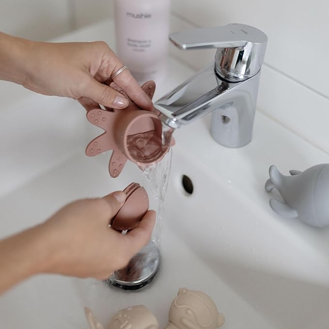 mushie Sealife Bath Toys Play Set for Toddlers | 100% Food Grade Silicone | Mold Free, Pack of 4