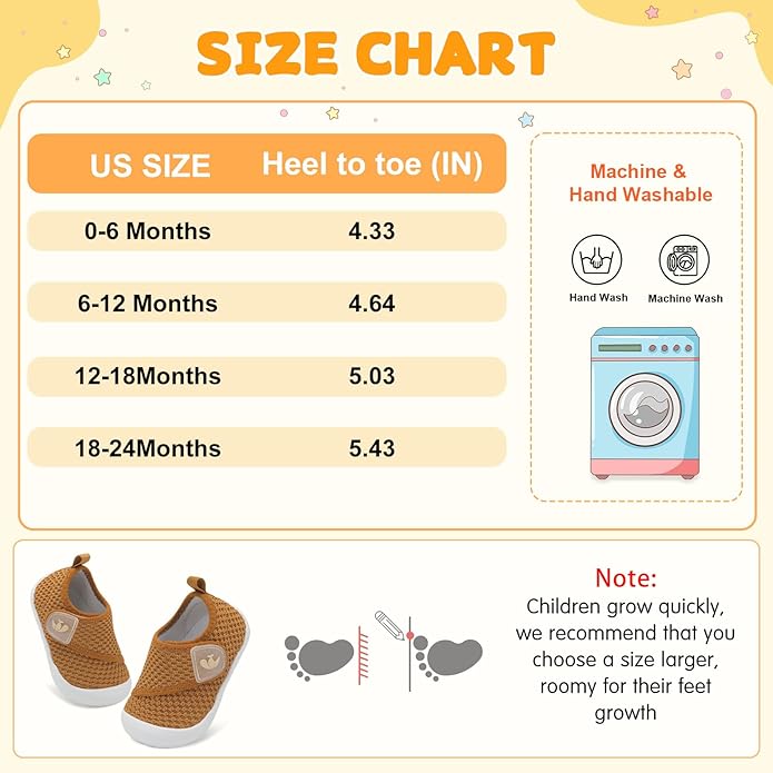 FEETCITY Baby First Walking Shoes Wide Baby Shoes Infant Sneakers Newborn Crib Shoe Barefoot Lightweight Slip On Shoe