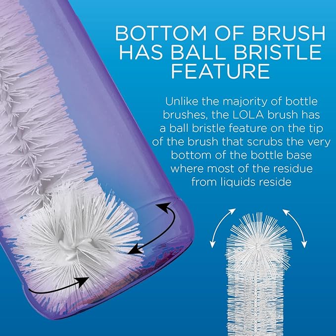 LOLA Bottle Brush Cleaner, 6 Pack, Durable Fiber Bristles Around Twisted Wire with Gripper Handle & Storage Hang Hole, Dishwasher Safe