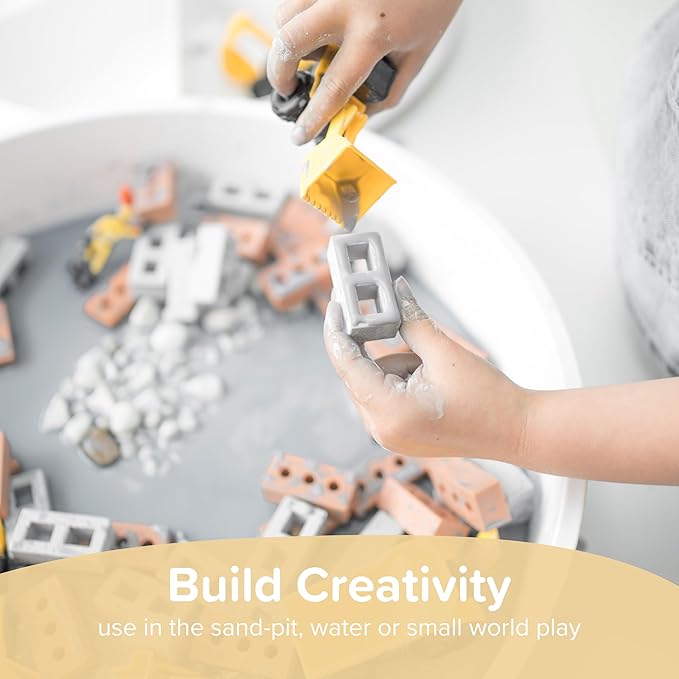 Inspire My Play 25 x Mini Silicone Building Blocks for Sensory and Messy Play - Construction Bin Filler - Creativity for Kids