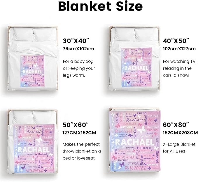 Personalized Throw Blanket with Name Custom Blankets Customized Baby Blanket for Girls Kids Adult Birthday Gift