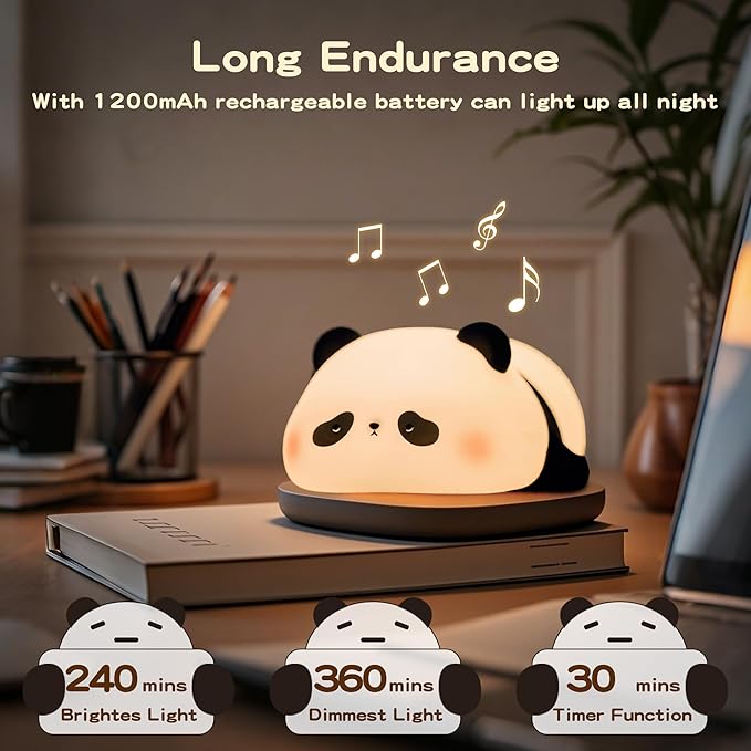 Panda Night Light with White Noise, Sound Machine for Baby Sleeping Aid,Toddler Sleep Trainer 4 Soothing Sleep Sounds,Timer/Dimmable Nursery Silicone Night Light, Cute Panda Gifts for Kids Boys/Girls