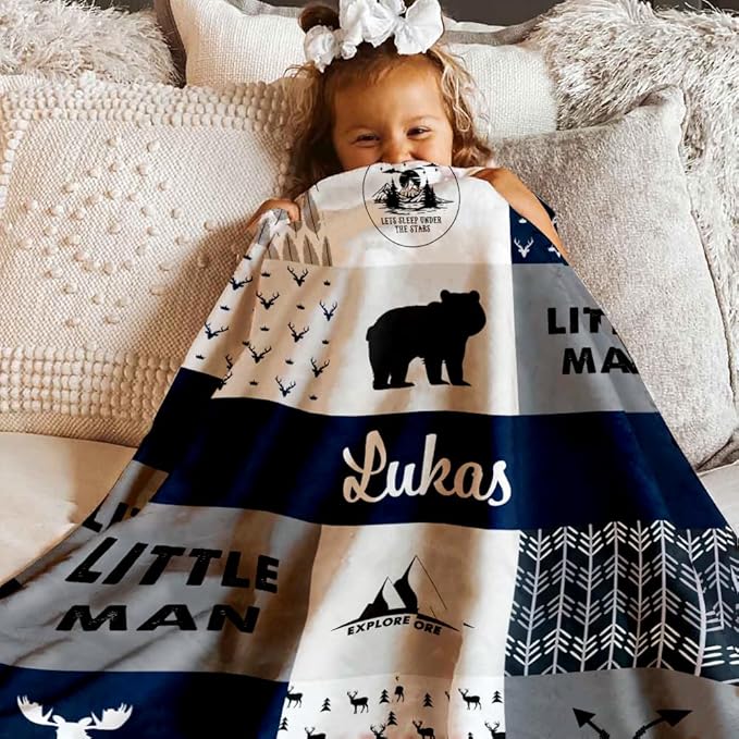 EVER2000 Personalized Baby Blanket for Girls, Custom Baby Blanket with Name, Soft & Fuzzy Newborn Receiving Blankets for Toddler, Customized Baby Gifts for Birthday Baby Shower