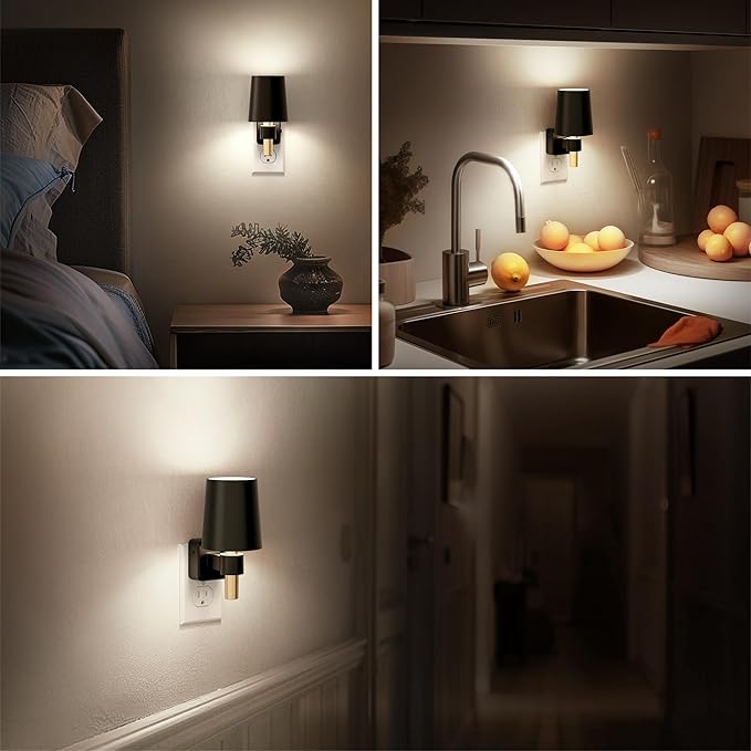 Night Light, Dimmable Night Lights Plug into Wall [2 Pack], Dusk to Dawn Sensor, Daylight White 5000K, 0-100LM, Plug in NightLight, Vintage Night Light for Hallway Bedroom Stairway