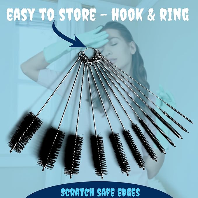 Pipe Cleaners | Cleaning Brushes for Small Spaces | Multi-Size Straw, Window, Airbrush Air Up Bottle Cleaner (Small Brushes 10 Pcs)