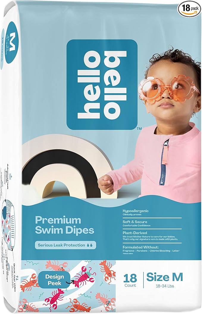 Hello Bello Premium Swim Diapers I Affordable and Eco-Friendly Disposable Swim Dipes for Babies and Kids I Size Medium