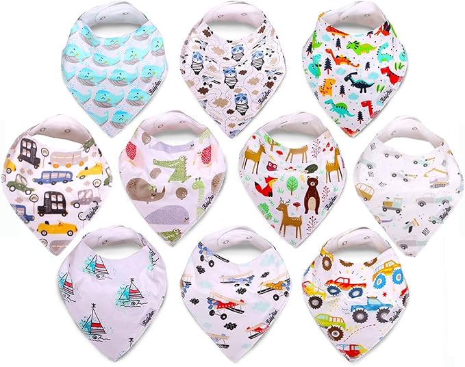 Organic Cotton Baby Bibs for Boys & Girls – Soft, Absorbent Teething & Drool Bibs - Adjustable Snaps for Toddlers