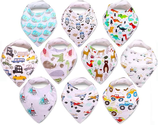 Organic Cotton Baby Bibs for Boys & Girls – Soft, Absorbent Teething & Drool Bibs - Adjustable Snaps for Toddlers