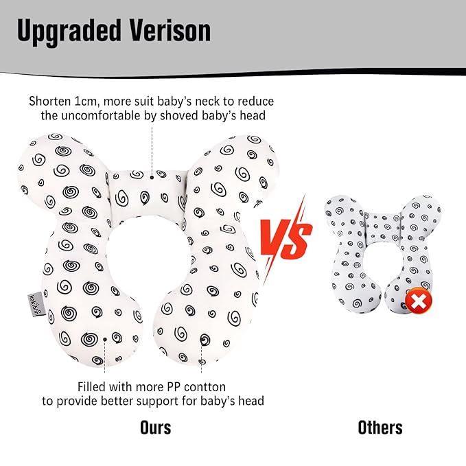KAKIBLIN Baby Neck Pillow, Baby Head Pillow, Upgraded Travel Support Pillow for Carseat, Neck Support for Car Seat,Pushchair (Snail)