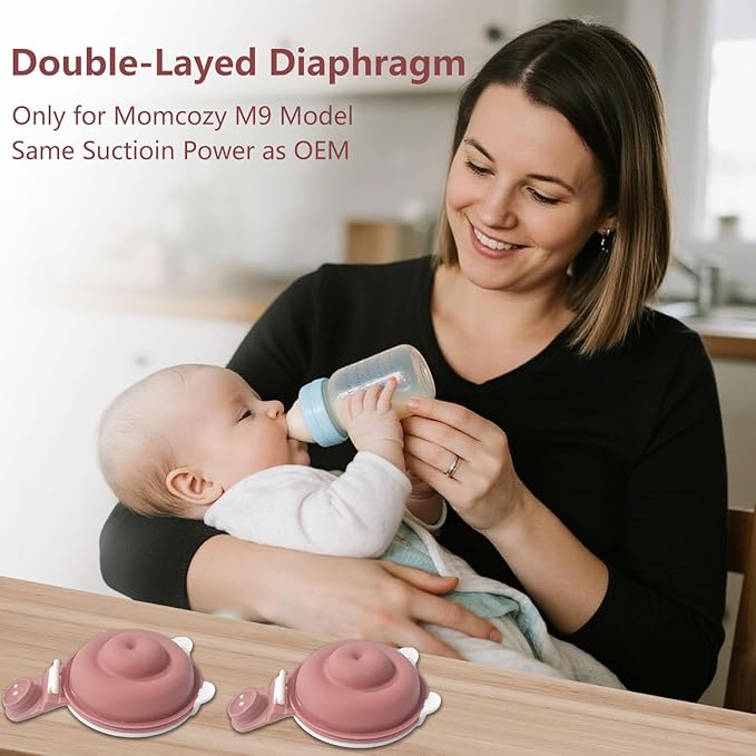 Double-Layed Diaphragm Replacement Accessories Only Compatible with Mom Cozy Upgraded Mobile Flow M9, Upgraded M9 Diaphragm Breastfeeding Parts, Not Original Parts, 2Pack Red