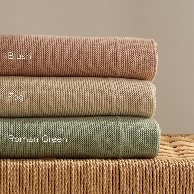 Knitted Organic Cotton Baby Blanket- Swaddle Blanket, 30" x 40" Soft Receiving Blanket for Newborn (Roman Green)