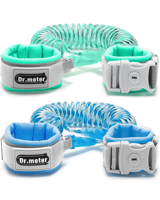 Dr.meter Anti Lost Wrist Link, 2 Pack Toddler Safety Leash with Key Lock, Reflective Child Walking Harness - Dual 8.2ft Length Kids Leash for Supermarket Mall Airport Park Zoo Crowded Places
