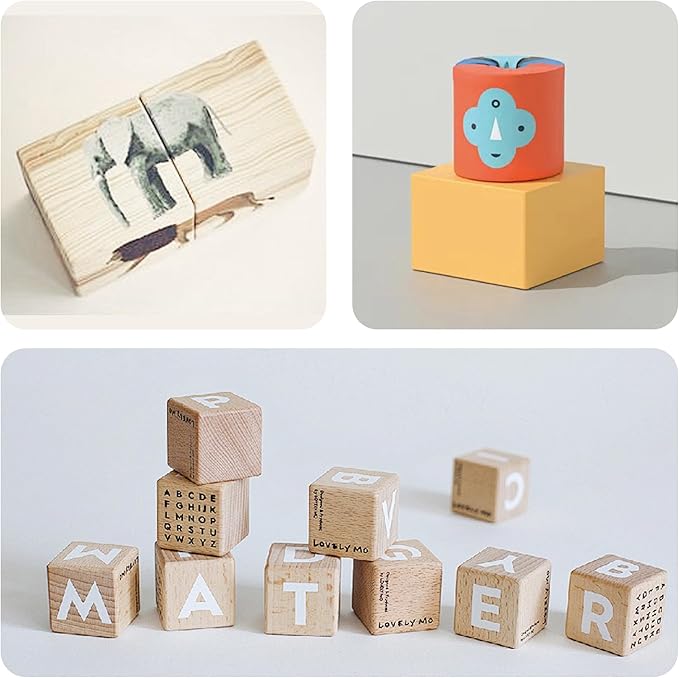 50Pcs 2cm Unfinished Wood Cubes, 0.78” Natural Square Wooden Blocks for Math Counting, Crafts, and DIY Projects