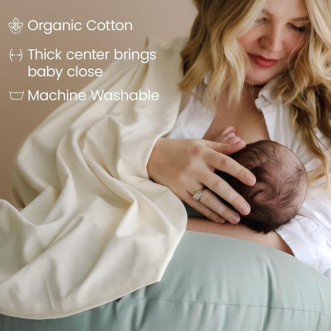 snuggle me Organic Nursing Pillow (New 2025 Design) | Bottle & Breastfeeding Pillow with Organic Cotton Cover & Fiberfill, Machine Washable Feeding Pillow, Newborn Essentials Must Haves (Slate) - v2