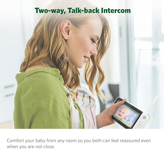 LeapFrog LF2415 Baby Monitor, 5” IPS LCD Screen, 1000ft Range, Night Vision, Soothing Lullabies, NightLight, 2-Way Audio, Temperature Sensor, SecureTransmission No WiFi